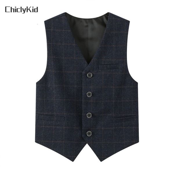 Gilet enfants Plaid Top enfant vêtements de mariage garçon robe formelle costumes enfants adolescents messieurs gilet bébé enfant en bas âge fête veste 230311