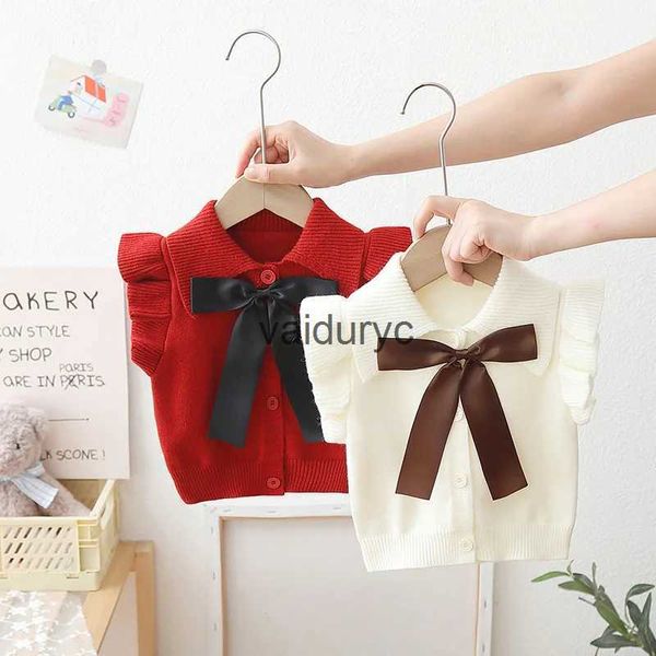 Chaleco para niños chaleco de punto de invierno para niña arco para niñas chicas suéter suéter fuera sin mangas para bebé ropa de chaleco otoño giletvaiduryc