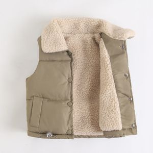 Gilet Coréen Bébé Puffer Gilet Beige Orange Polaire Veste Enfants Noir Chaud Survêtement Garçons Filles Hiver Tops Casual Gilet 230329