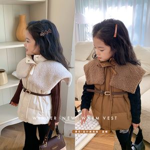 Chaleco MILA CHOU Invierno Niñas Acolchado Algodón Chaleco Chaqueta Niños Casual Gruesa Solapa Sin Mangas Abrigo Top Niños Ropa 230626