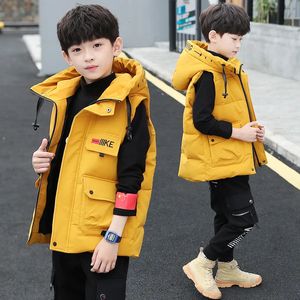 Gilet OLEKID automne hiver enfants garçons gilet à capuche épaissir chaud garçons veste sans manches 3-14 ans enfants adolescent gilet 231016