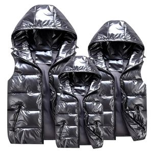 Gilet OLEKID automne hiver brillant gilet pour enfants à capuche imperméable garçon sans manches veste 3-20 ans enfant adolescent fille gilet 231016