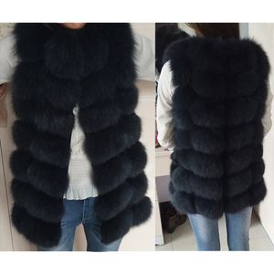 Vest Korte mouwloze vestwoman winter warm natuurlijke vest echte jas vos bontjassen S18101103