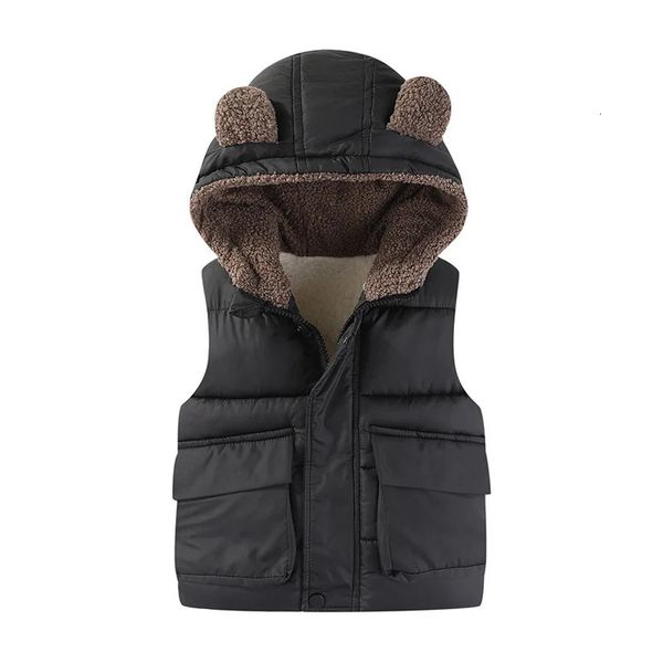 Gilet sans manches à capuche pour fille, veste d'automne et d'hiver, épais et chaud, manteau pour bébé de 16 ans, duvet pour garçon, 231113