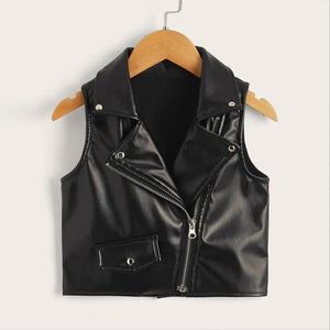 Gilet gilet bébé fille en cuir Pu gilet printemps haut d'automne enfants veste douce enfants INS 2 8 ans Wz830 230330