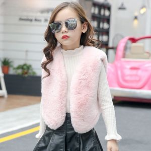 Vest Winter Meisjes Mode Nepbont Vest Bay Kinderen Bovenkleding Kinderen Baby Warm Vest Peuter Meisje Herfst Kleding Jassen Jas 230918