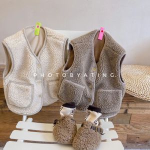 Vest Winter Warm Kindervest Effen Baby Mouwloos Lamswollen Jas Kinderen Dikker Vest Katoen Meisjes Winddicht Vest Kinderjas 231005