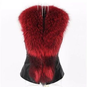 Vesten 2021 Nieuwe Herfst Winter Imitatie Bont Vest Vrouwen Korte Imitatie Vos Haar Pu Lederen Vest Casual Meisje Dame rood Vest