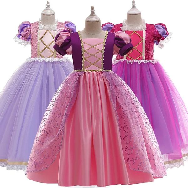 Gilets Bébé Fille Robe De Princesse Halloween Fête Cosplay Costume Enfants Paillettes De Noël Rose Sophia Raiponce Robe De Princesse