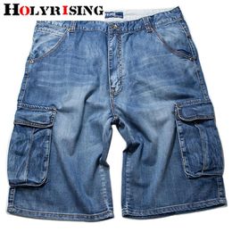 Chalecos Holyrising Summer Jeans Men angustios Jean Pockets Streetwear Jeans Man Calflenghing Blue Denim pantalones más Szie 3046