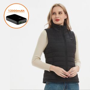 Chalecos Chaleco calefactable para mujer con paquete de batería 12000 mAh Chaleco calefactor ligero 4 zonas de calefacción Invierno Cálido Senderismo al aire libre Caza