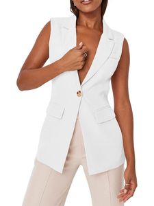 Waistcoats damesvest 1 knop mouwloze jas mode casual zwarte witte jassen Jaqueta feminina