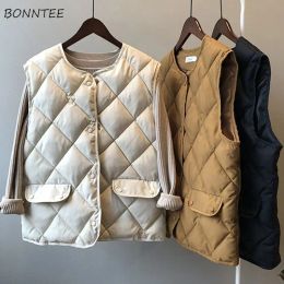 Waistcoats Vrouwen Vesten losse katoenstijlvolle minimalistische casual Feminino Waistcoats Lazy Koreaanse stijl Retro Allmatch Autumn Harajuku Elegant