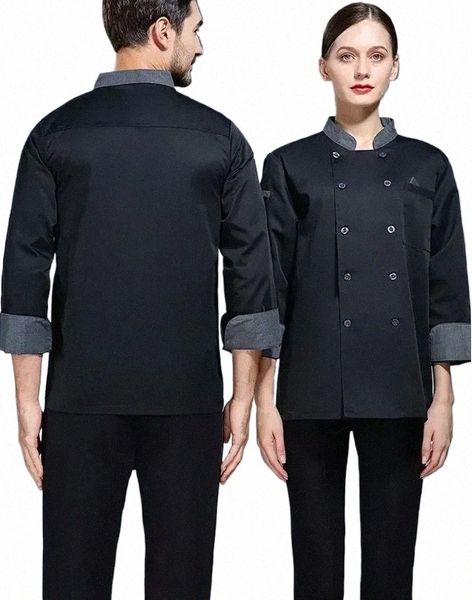 camarero cocinero abrigo cocinero trabajo lg manga logo hotel restaurante camiseta chaqueta ropa mujer uniforme panadero negro o4jp #