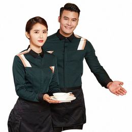 Ober Shirt met LG-mouwen herfst en winter vrouwelijk koffiehuis catering Theehuis hot pot restaurant Westers restaurant fastfood W7lK #