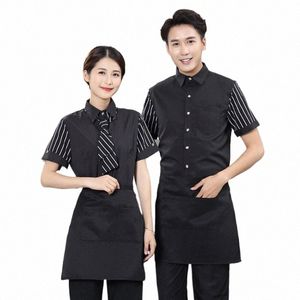 Camarero de manga corta Ropa de verano para mujer Restaurante occidental Monos Hot Pot Chain Store Uniforme Abril Impresión personalizada y E 98AX #