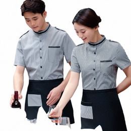 Serveur Workwear Chemise à manches courtes pour femmes Été Western Restaurant Café Restauration Hot Pot Restaurant Hôtel Uniforme Unif H3pU #