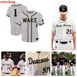 Wake Forest 24 Tommy Hawke 6 Justin Johnson 25 Brock Wilken 5 Pierce Bennett 7 Marek Houston camiseta de béisbol 8 Nick Kurtz 0 Lucas Costello 3 Danny Corona cosido a medida