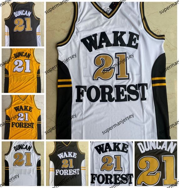 Wake Forest Demon Deacons Jerseys de basket-ball universitaire Tim 21 Duncan Chris 3 Paul Shirts University University Centred Basketball Jersey Size S- 4xl