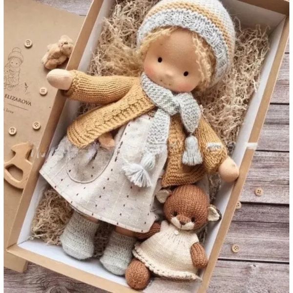 Waldorf mignon poupée en peluche fille natif émail poupée artiste fait à la main Kawaii enfants cadeau de noël poupées pour filles jouets 231228