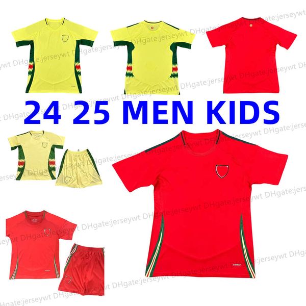 Pays de Galles 2024 Jersey de football Wilson Ramsey Bale Euro Cup 2025 Équipe nationale 24 25 Soccer Shirt Men Kids Kit Home Red Away Yellow Men Uniforme Brooks Johnson Maillot de Foot
