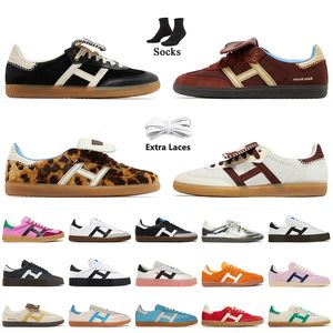 Wales Bonner Leopard Pony Nylon Brown Designer Casual Chaussures Crème Blanc Noir Vegan Gum Femmes Hommes Baskets Plates Sportives Et Riches Beige Bleu Vert Rose Baskets