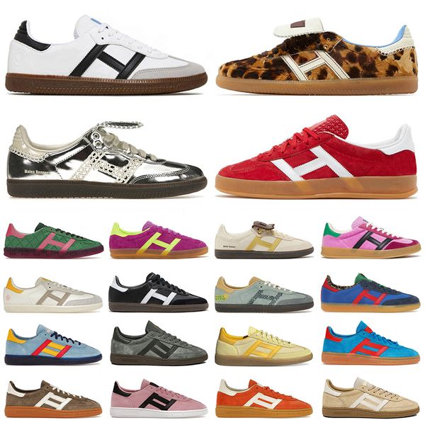 Gales Bonner Leopard Diseñador de impresión Hombres Sporty and Rich Handball Spezial Forme Pink Sier Metallic Metallic Mens Frainers