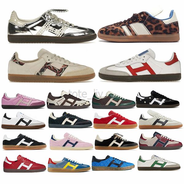 Zapatos de impresión de Wales Bonner zapatos de diseñador hombres deportivos y ricos spezial spezial-forma rosa plateado zapatillas de lujo de lujo zapatos para hombres zapatos para hombres