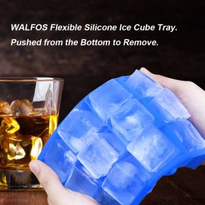 Walfos 100% de qualité alimentaire Silicone 1 pc nouveauté 15 carrés de silicone à glaçons de silicone à glaçons glacière gelée de pudding