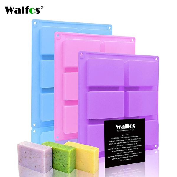 Walfos 6 Cavité Moule de silicone pour fabrication de savons 3D SOOT PLAIN MOULLE RECTANGE DIY FORME DE SOAT MAIN