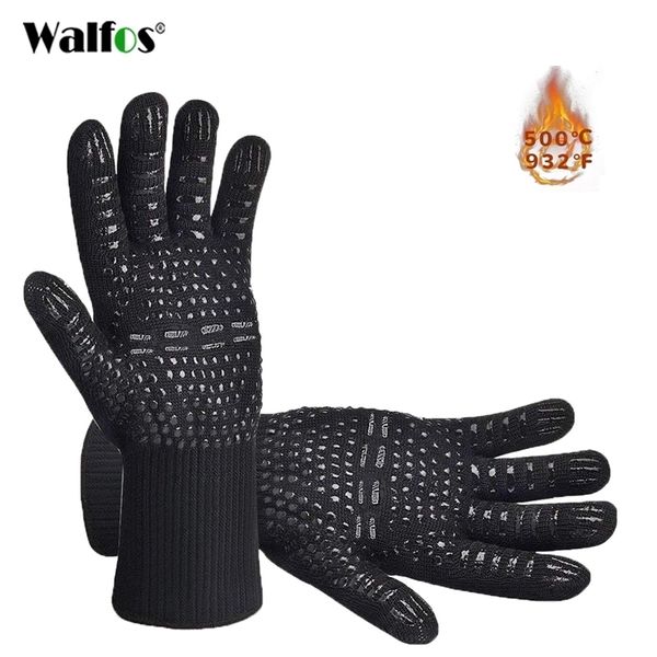 WALFOS Guantes para barbacoa Guantes para horno de alta temperatura Aislados Duradero Resistente al fuego BBQ Guantes para microondas con aislamiento térmico 220510