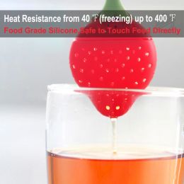 WALFOS Gel de silice fraise passoire à thé sac passoire à thé bâtons de boule en vrac à base de plantes épices Silicone thé infuseur filtre outils