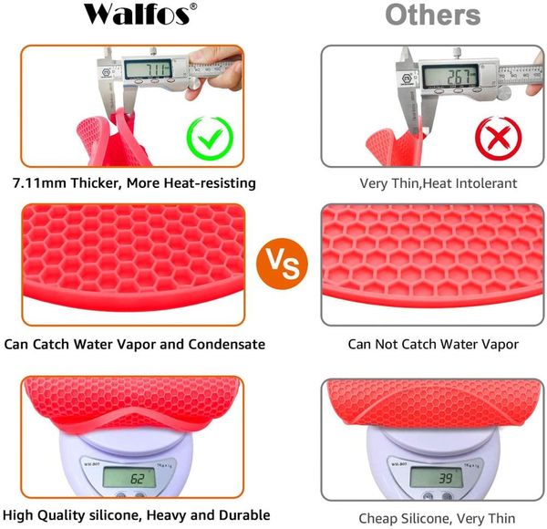 Walfos Silicone Tivet Mats 4 porteurs de pot résistants à la chaleur