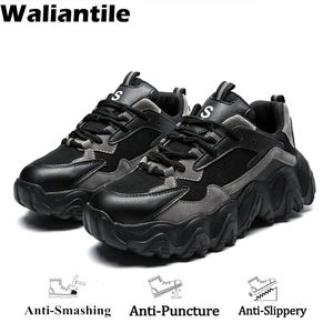 Waliantile chaussures de sécurité élégantes pour hommes femmes bout en acier Anti-smash bottes de travail industrielles Anti-crevaison baskets indestructibles 240220