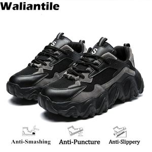 Chaussures de sécurité élégantes de Waliantile pour hommes Femmes Steel Toe Antismash Bottes de travail industriel Puncture Proofing Indestructible Sneakers 231225