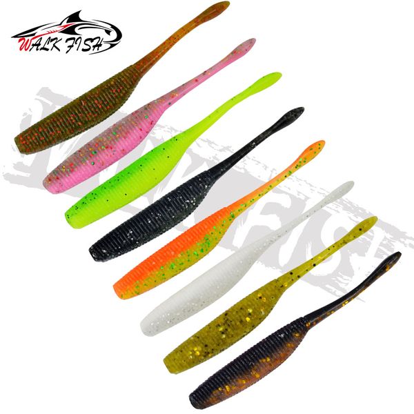 Walk Fish 5pcs Stick Wormbait Softbait Fishing Lere Ajouter du sel de la queue droite 75 mm / 95 mm / 115 mm Perfect Plastics Dream Shot Soft