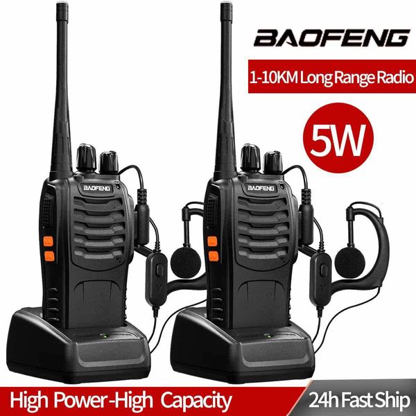 Walkie Talkie 1 2pcs Baofeng BF 888S 888S UHF 5W 400 470MHz BF888S BF 888S H777 Radio de larga duración bidireccional para la caza El 230816