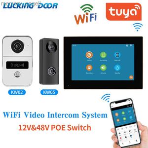 Walkie Talkie 1080P Wifi Tuya App POE IP Video Deurtelefoon Intercom Deurbel Monitor Interphone voor Villa Smart Home Beveiliging Visuele deurtelefoon HKD230925