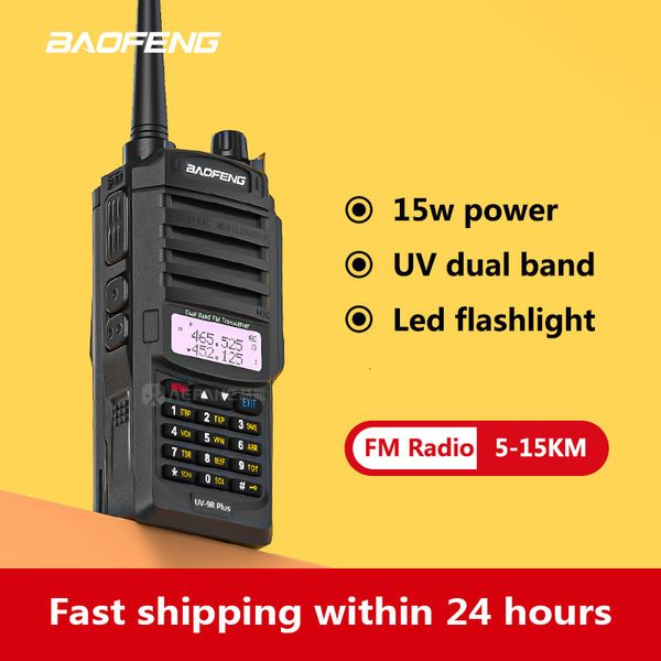 Talkie-walkie 15W 8000mAh Baofeng UV 9R Plus radio amateur IP67 étanche UHF VHF 10 20KM Radio bidirectionnelle 230823