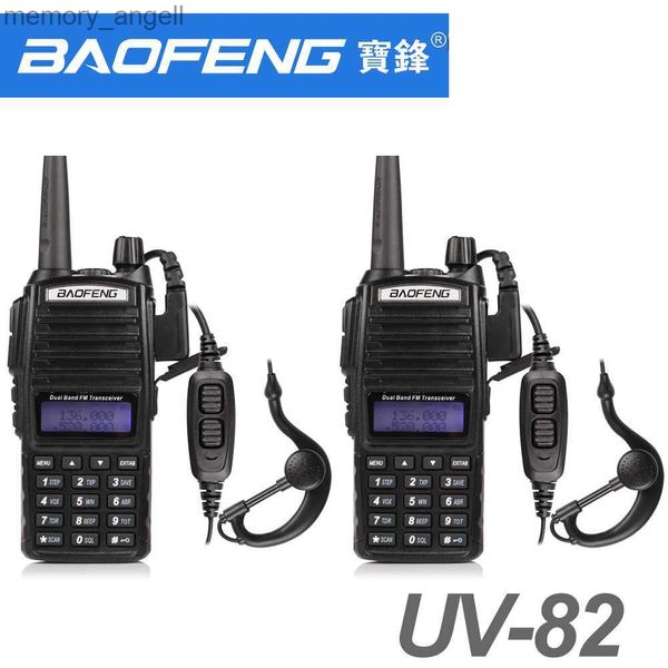 Talkie-walkie 1CS/LOT UV-82 5W Talkie-walkie Baofeng Radio uv 82 Double PTT Radio bidirectionnelle Double bande UHF VHF Radio 10 KM Radio FM HKD230922