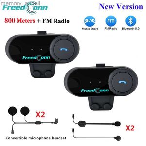 Talkie-walkie 2 pièces Freedconn t-comvb casque d'interphone de moto Bluetooth 5.0 casque 800M étanche BT Interphone FM partage de musique HKD230925