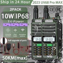 Talkie-walkie 2023 Baofeng UV 68 Pro Max V2 10W IP68 longue portée étanche haute puissance CB Ham UV68 portable radio bidirectionnelle chasse 231128