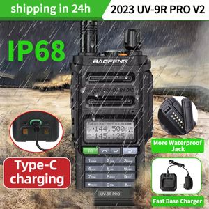 Walkie Talkie 2023 Baofeng UV 9R V2 Waterdichte IP68 Type c Oplader Krachtige UHF VHF Long Range Plus Ham CB Radio 230731