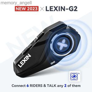 Walkie Talkie 2023 Nieuwe Lexin G2 Motor-intercomhelm Bluetooth-headsets Handsfree-communicator Interphone voor maximaal 6 rijders met FM-radio HKD230925