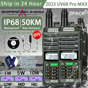 Walkie Talkie 2Pack 10W Tri Power Baofeng UV 68 PRO MAX V2 IP68 Waterdichte High Power 711 antenne Radio 2 Way Long Range 230731