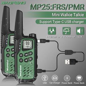 Walkie Talkie 2Pack Baofeng MP25 PMR4 FRS Lange Range Oplaadbare Type C Charge Mini met LCD Display Flashlight Two Way Radio 230816