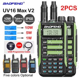 Walkie Talkie 2PACK BaoFeng UV 16 Max V2 Professionele UV16 Type C Oplader Lange afstand Tweerichtingsradio Opgewaardeerd UV5R Pro UV10R 231128