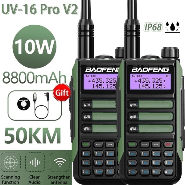 Talkie Walkie 2PACK BaoFeng UV-16 PRO V2 10W Talkie Walkie Professionnel UV16Pro Type-C Chargeur Longue Portée Radio Bidirectionnelle Mise à Niveau UV5R UV10R 221025