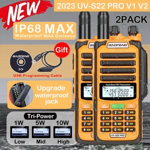 Walkie Talkie 2PACK BAOFENG UV S22 Pro V2 Waterdicht High Power Dual Band CB Radio Type C Oplader Lange afstand Ham Tweeweg 231019