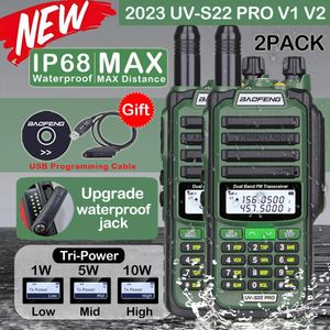 Walkie Talkie 2PACK Baofeng UVS22 PRO IP68 Impermeable Banda dual Radio CB de alta potencia Vhf Uhf Ham Actualización larga UV9R Pro 231030